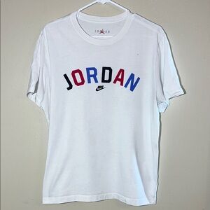 Jordan Men's White Tee with Multicolor Logo